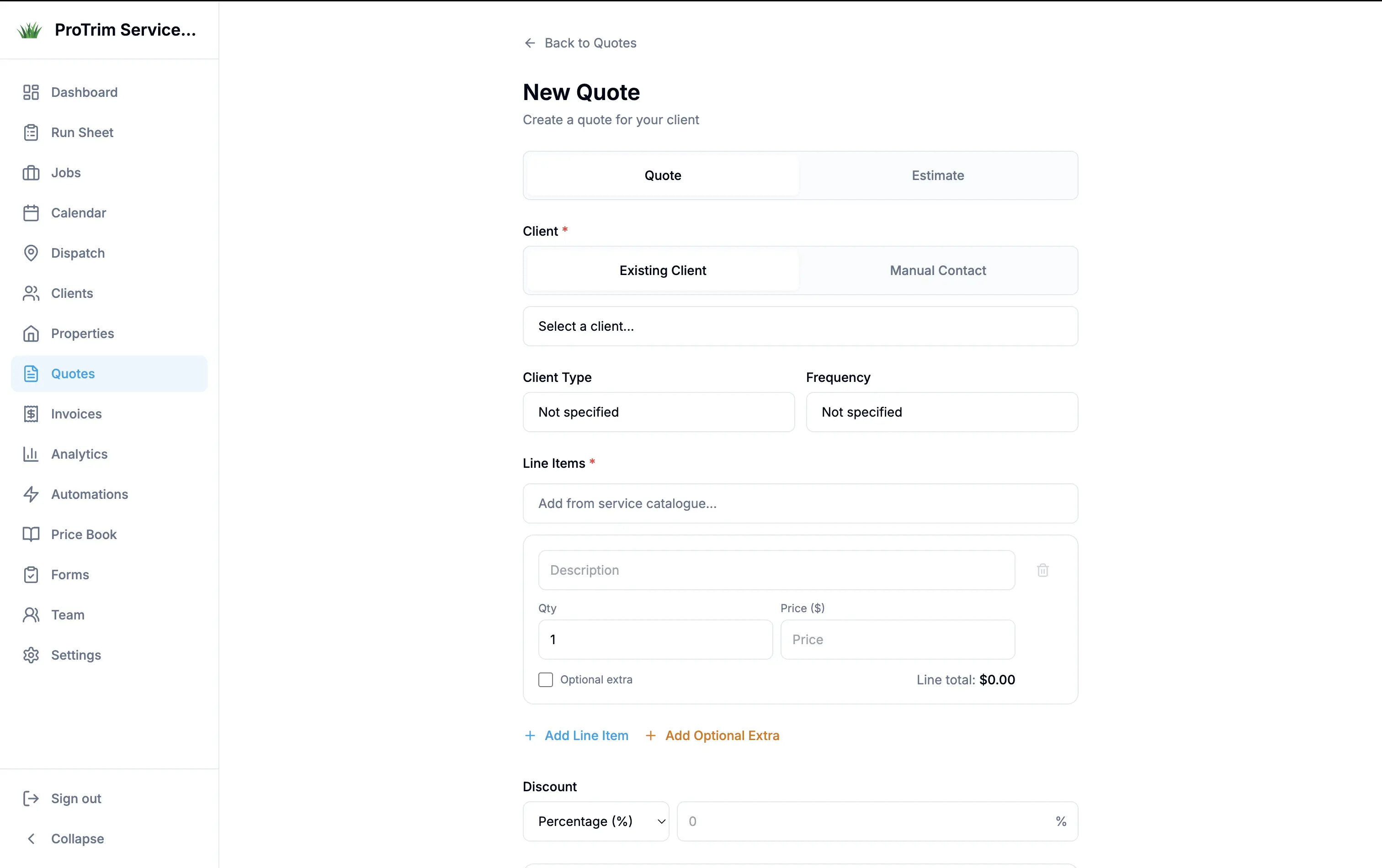 ProTrim Job Manager web app