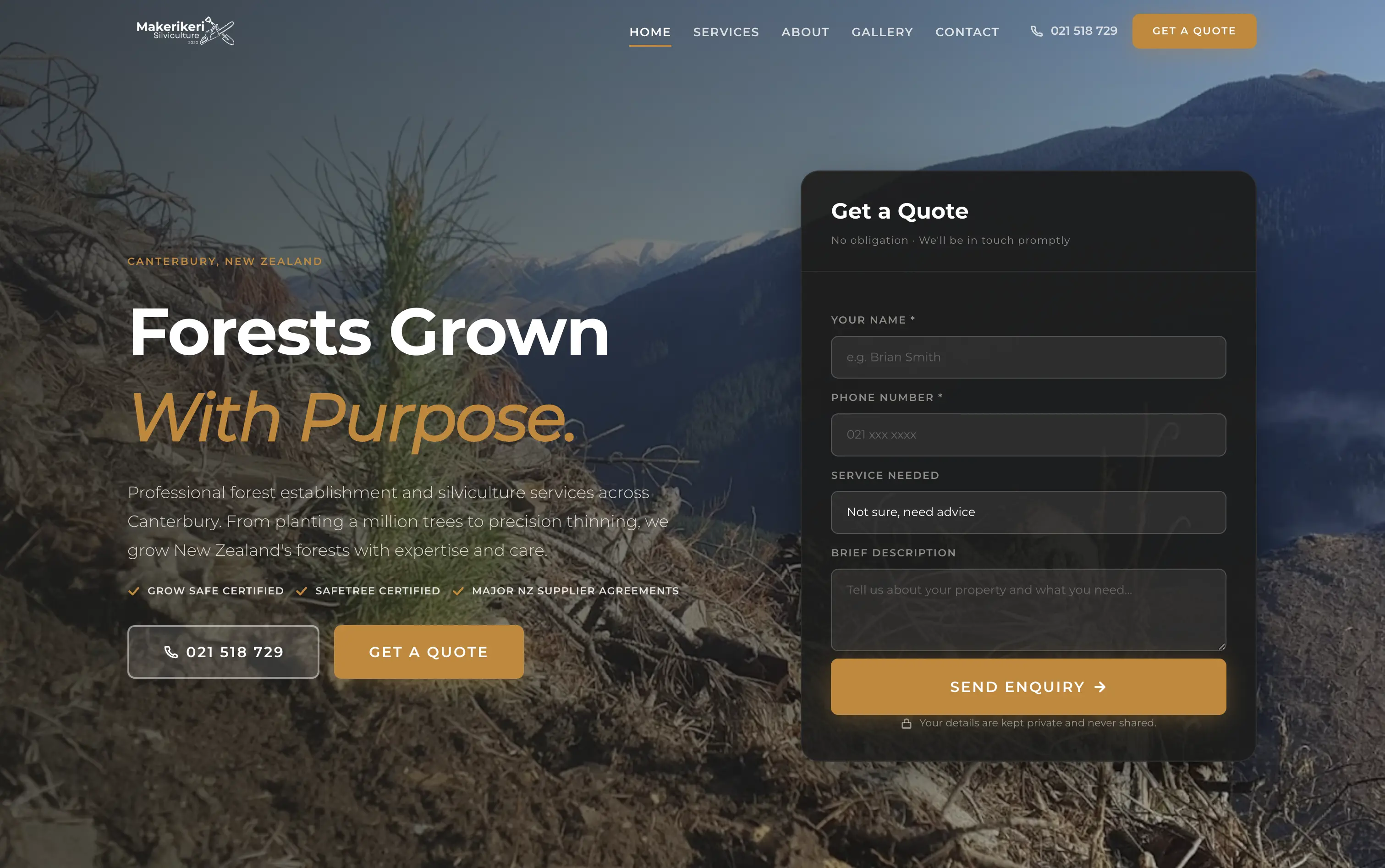 Makerikeri Silviculture website