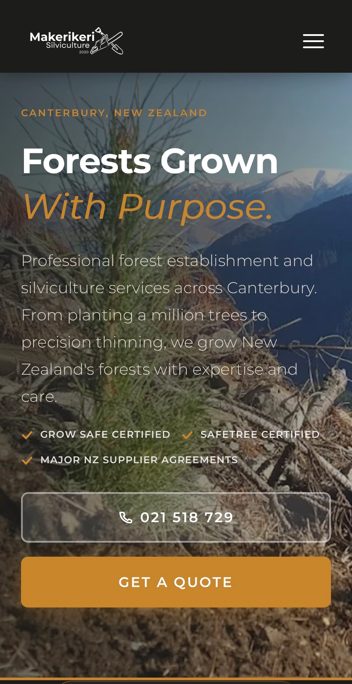 Makerikeri Silviculture mobile view